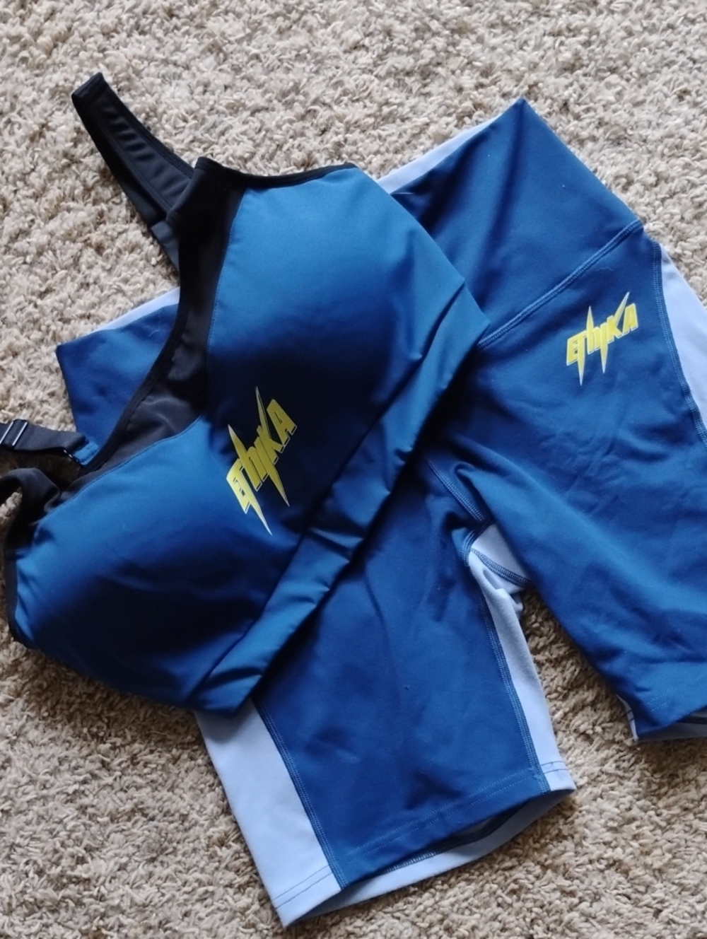 ethika Blue and Light Blue Athletic Shorts Set with Yellow Logo